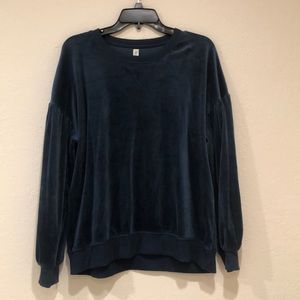 Silky Long-Sleeve Blue Sleepwear Shirt